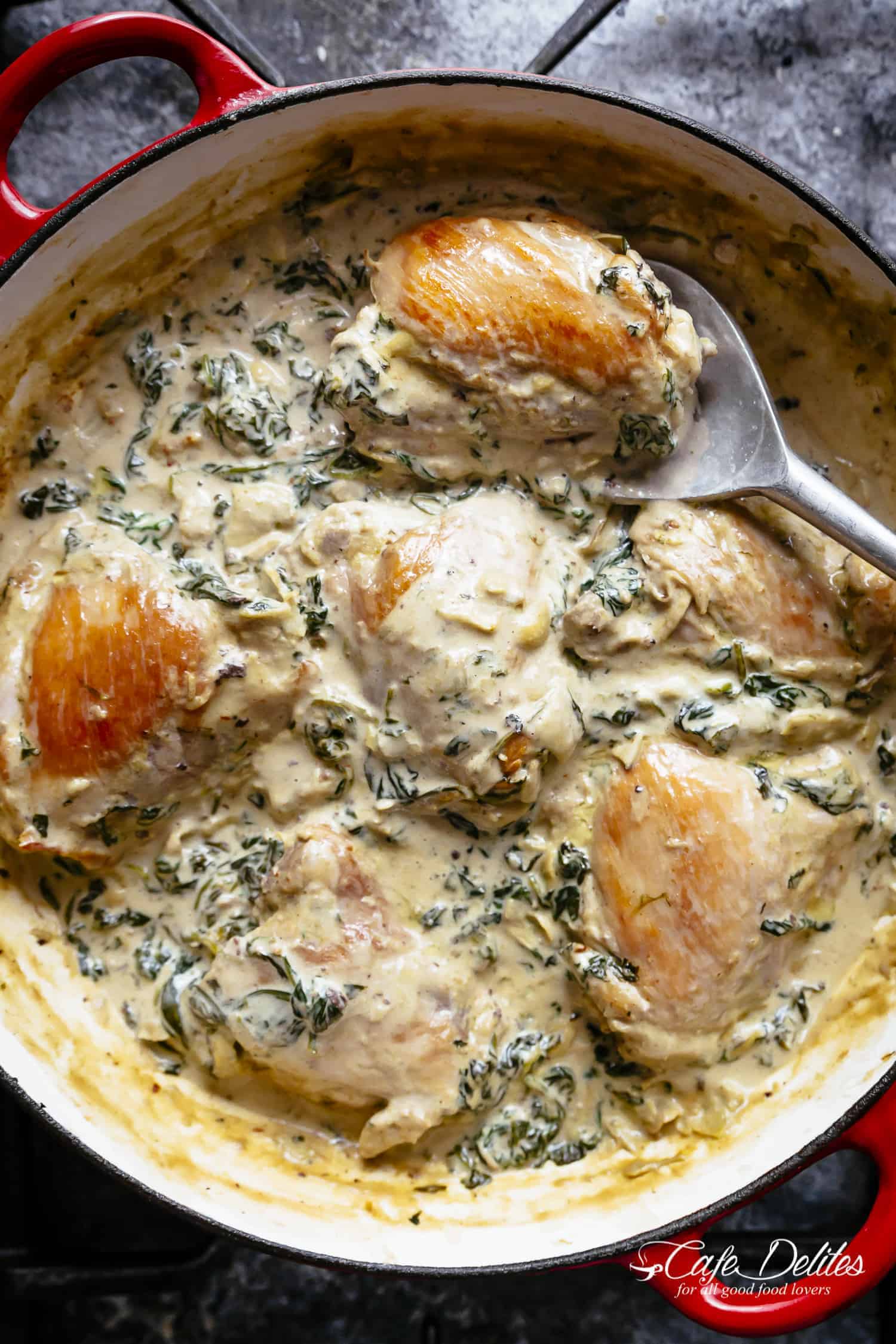 Juicy Creamy Spinach Artichoke Chicken Thighs: A Low Carb Treat